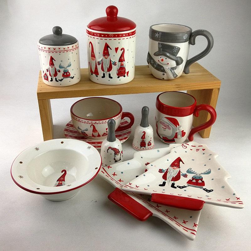 Ceramic Christmas tableware, snowman-shaped milk jug, relief 3D dish, husband plate, coffee mug, Christmas gift.