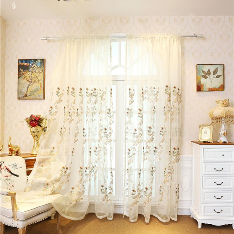 Vintage Virágos Hímzett Gyöngyös Függönypanel - Áttetsző Tökéletes Nappali, Hálószoba, Konyha vagy Erkély Dekorációhoz, Hálószoba Dekoráció
