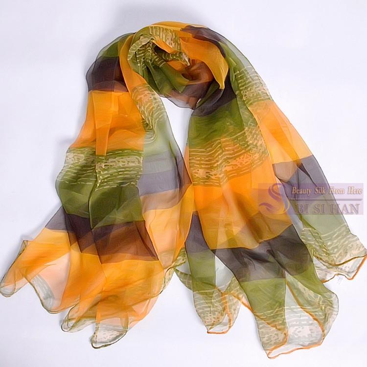 

BYSIFA| Peak Green Silk Scarf Spring Ladies Fashion Turtle Crack Design Long Silk Scarves Foulard Summer New Beach Shawl Scarf