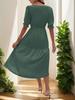 2025 European & American Summer Women's V-neck Solid Color Waist-cinching Dress