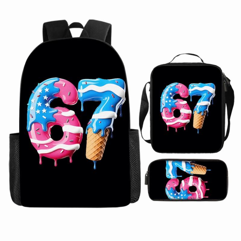 Cartoon Brainrot-Themed Backpack Crossbody Bag Pencil Case School Kids Ages 10-12