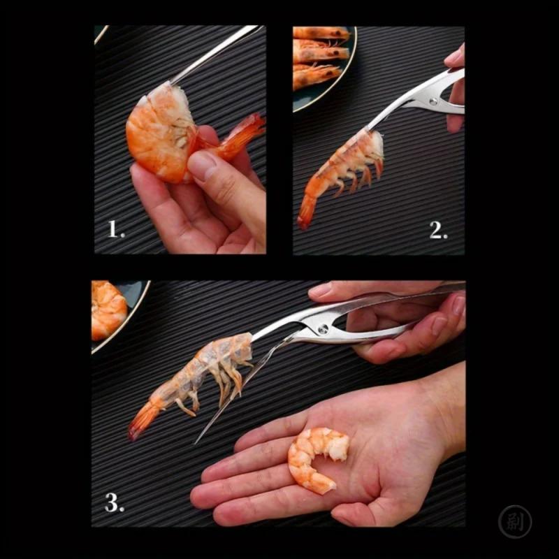 304 Stainless Steel Shrimp Deveined Device - Ergonomic Fishbone Design, Easy Shell Removal, Kitchen Seafood Preparation Gadget