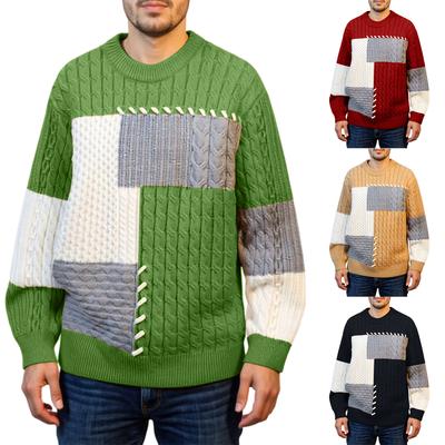 Herren-Strickpullover, langärmelig, locker geschnitten, Rundhalsausschnitt