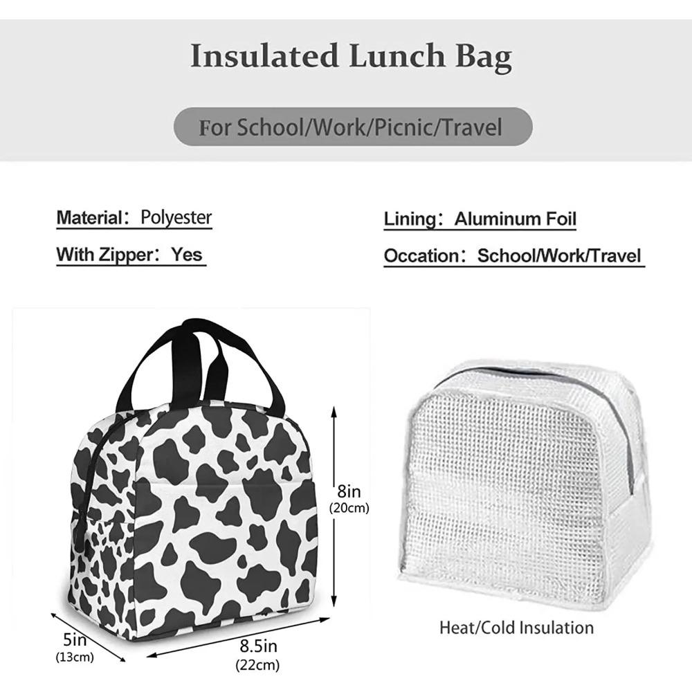 Kraví vzor Přenosná taška na oběd Žena Vodotěsná nákupní taška přes rameno Malé kabelky Peněženky Nakupování Kancelář Škola Piknik Kempování