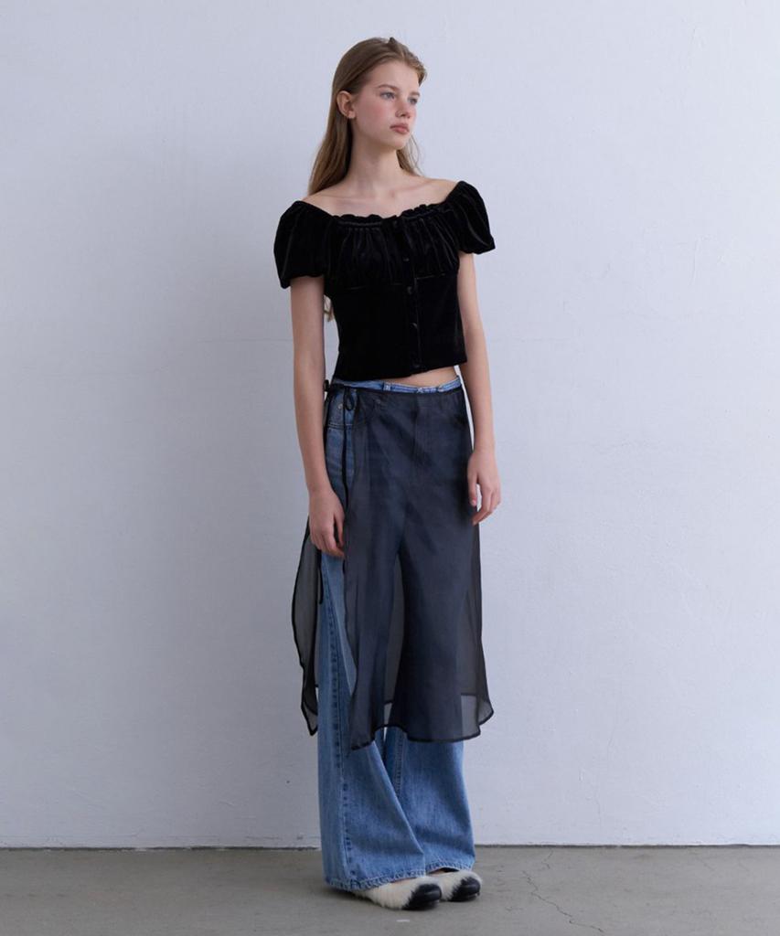 MURMURE Dewy Velvet Shirred Blouse_Dewy Blouse