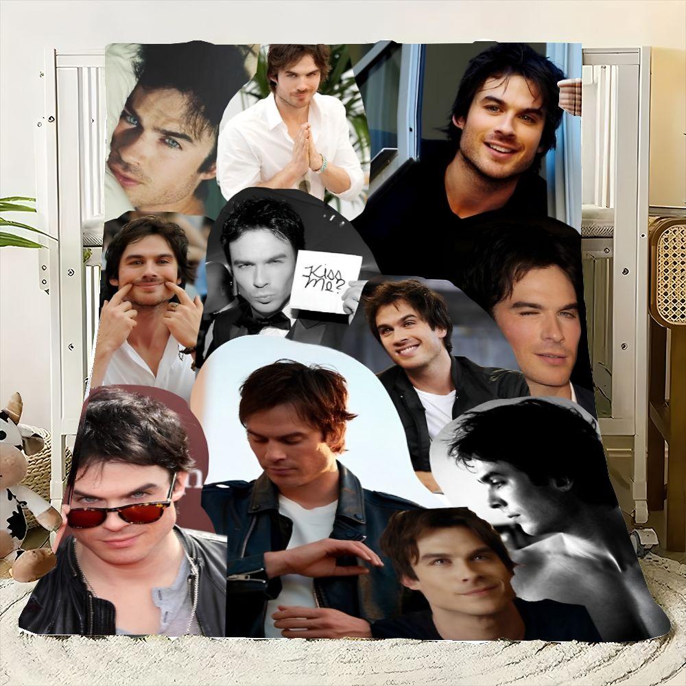 Kolekce přikrývek s koláží Iana Somerhaldera - Víceobrazový měkký flanelový přehoz s ikonickými pózami a styly - Útulná domácí dekorace, Perfektní pro