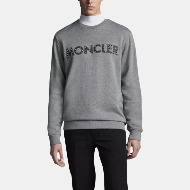 Moncler FW22 Letter Print Logo Label Crewneck Sweatshirt Men sweatshirt Gray H10918G00013809KR989