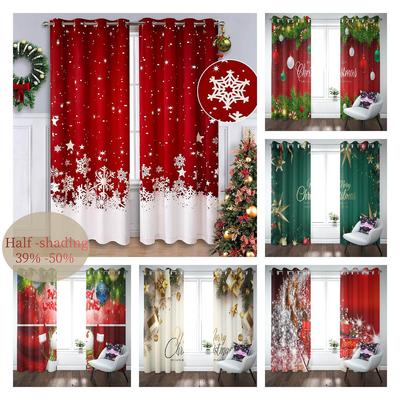 Weihnachtsvorhänge für Wohnzimmer, Verdunkelungsvorhang für das Schlafzimmer, ästhetische Dekoration, Schneeflockenvorhänge Para La Sala, 2 Paneele