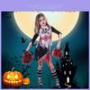 Gruseliges Halloween Mädchen Zombie Cheerleader Cosplay Kostüm für Karneval und Partys