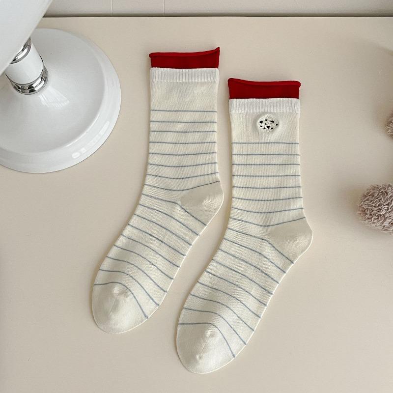 

Spring and Summer Light and Breathable Mid-calf Socks with Double Rounded Cuffs and Pile Design That Won t Come Off. Women s Style Socks. 1 pair белый