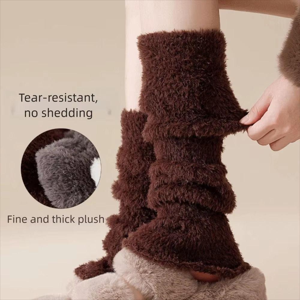 Elastic Coral Fleece Foot Cover Y2K Mid-tube Socks Simple JK Knee High Socks  Student