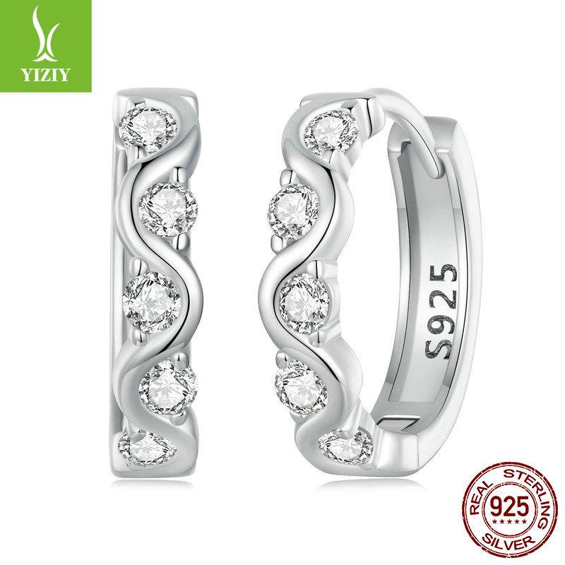 Simple Classic Wavy Zircon Ear Buckle Women, Popular Jewelry S925 Silver Earrings Earrings