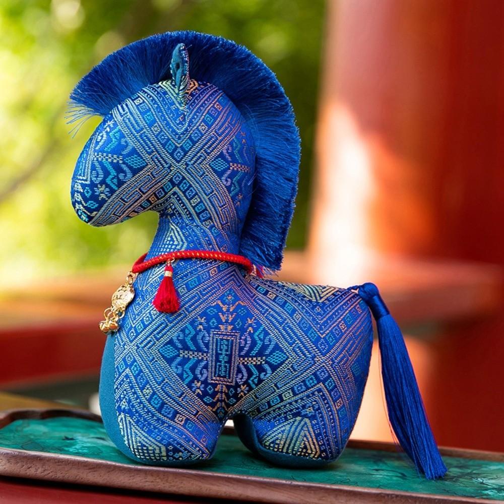 

Tassel Tail Horse Plush Doll Fabric Material Pony Decor New Year Mascot Decor Festival Decoration 10cm світло-синій колір