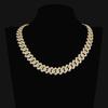 High-Quality Cuban Link 14MM Rhombus Half-Diamond Flip-Top Hip Hop Bracelet Necklace