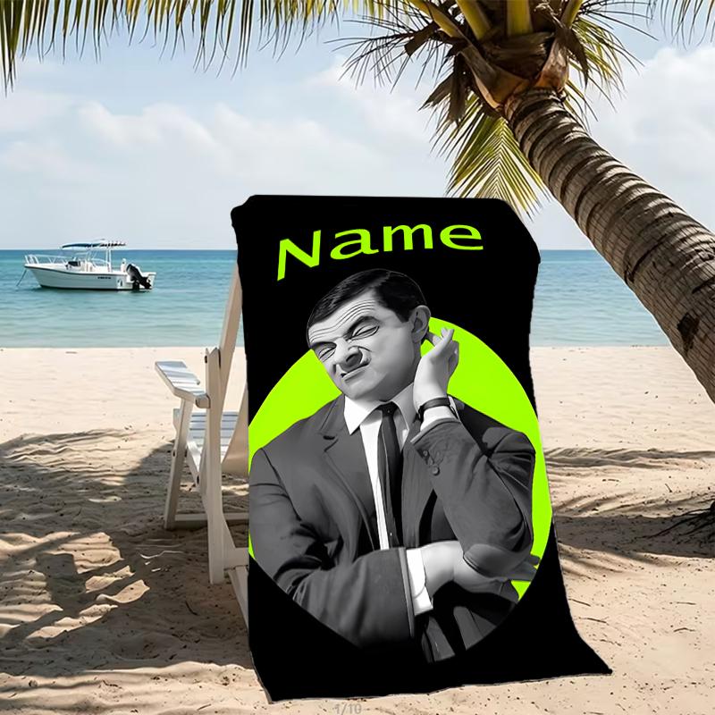 Customizable personalized beach towels Mr. Bean themed designs.Suitable for the beach, yoga, sports;ideal as beach accessories