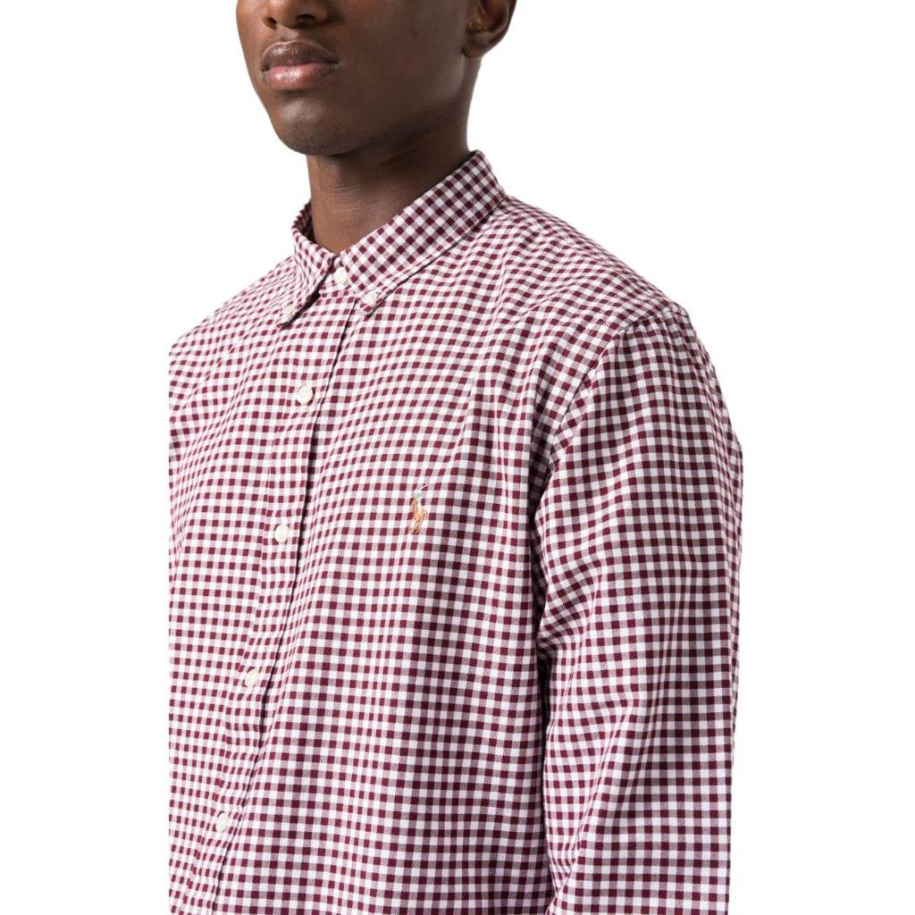 Polo Ralph Lauren Plaid Button-Down Long Sleeve Shirt Men Shirts Red 710852741-001