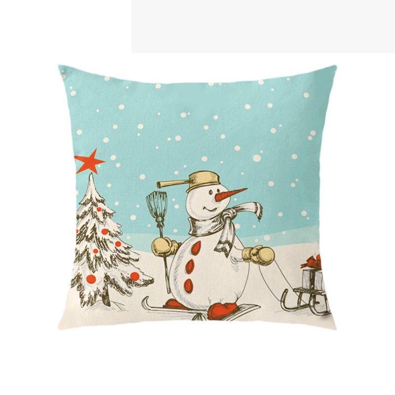 Luxurious 18'' Xmas Cotton Pillow Case Linen Cushion Cover For Merry Christmas Home Decoration