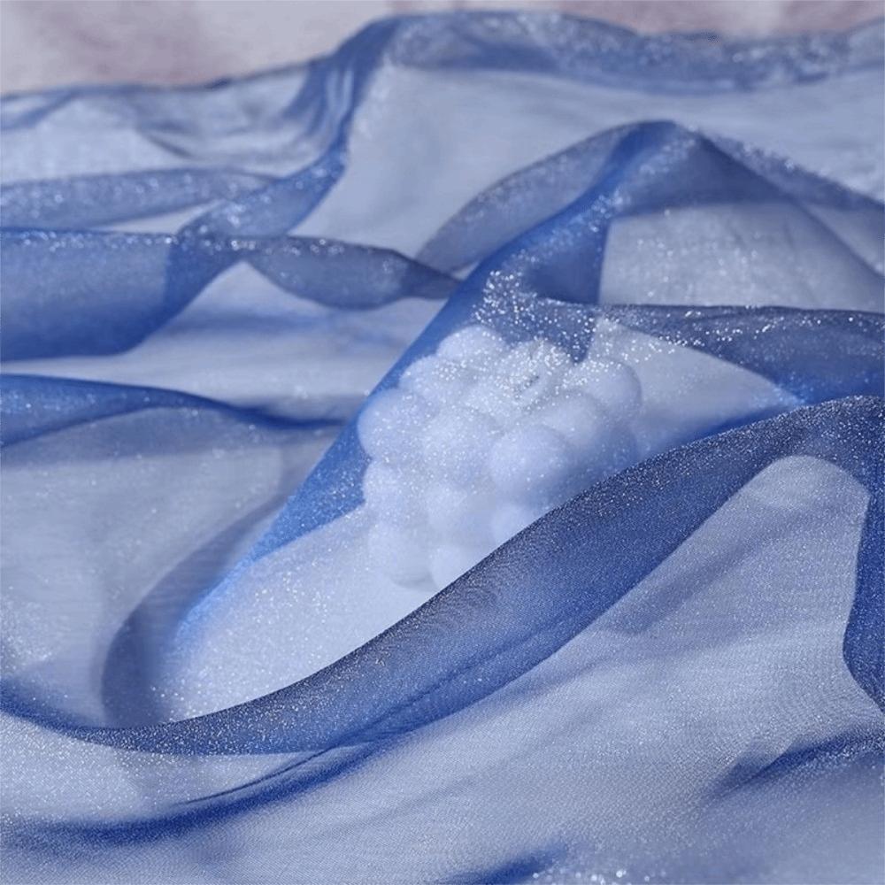 

1м/20м*140см Ткань органза с блестками Мягкие флуоресцентные ткани органзы Сценический свадебный декор темно-синий