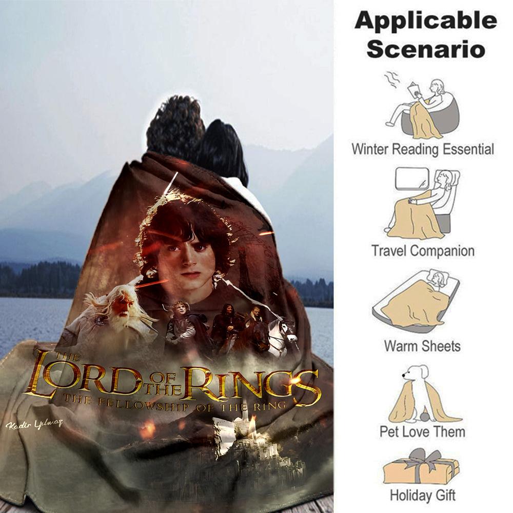 1pc Lord of the Rings Fellowship Flannel Blanket - Soft Warm Throw for Home, Office, TravelL1365