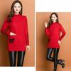 Half Turtleneck Sweater Mid-length Pullover for Women Solid-color Loose Sweater Jacquard Knitted Sweater Top