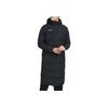 Li Ning Side Split Warm Solid Color Long Hooded Cotton Coat Men Coats Black AFMT025-1