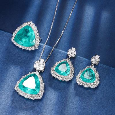 Autumn And Winter Jewelry Copper Bottom Gold Plated Simulation Emerald Premium Set 17 * 17-12 * 12