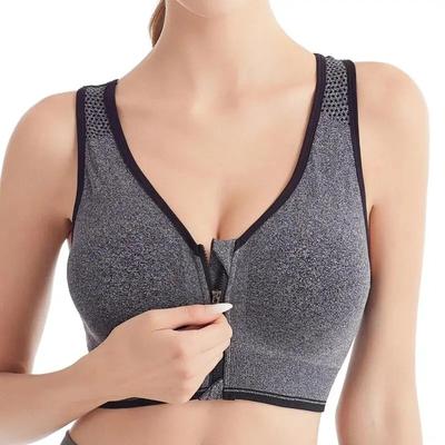 Front Zipper Sports Bra Shock-absorbing Women's Underwear Breathable Without Steel Ring Running Vest Fitness Bralette