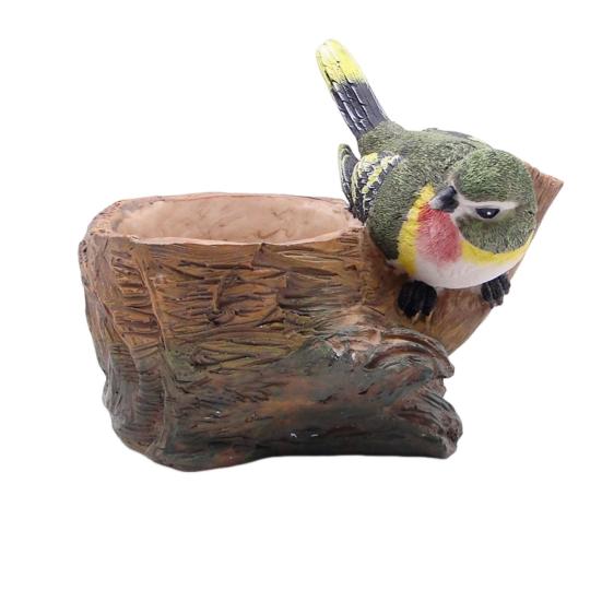 Simulated Bird Pen Holder Resin Stump Bird Stationery Pencil Stand