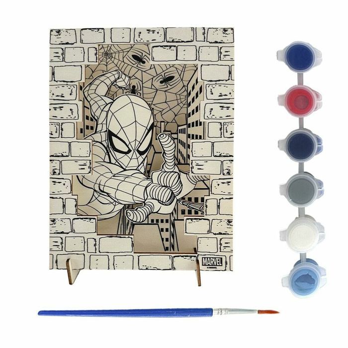 Ensemble pour activités manuelles - SPIDER-MAN - Multicouleur - Inclus pinceau et peintures - 21x21x2 cm