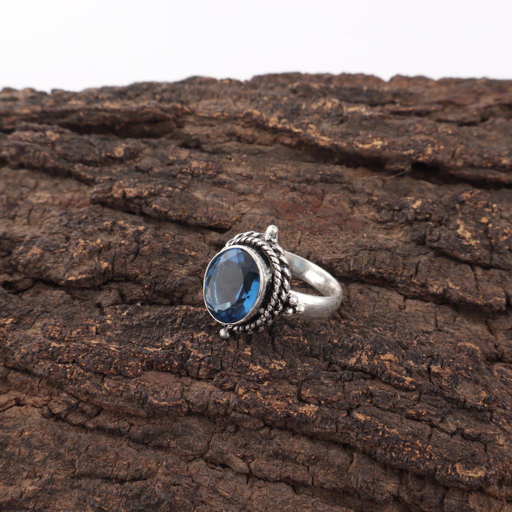 London Blue Topaz Ring, 925 Solid Sterling Silver Gorgeous Gemstone Jewelry, Handmade Ring, For Thanksgiving Gift