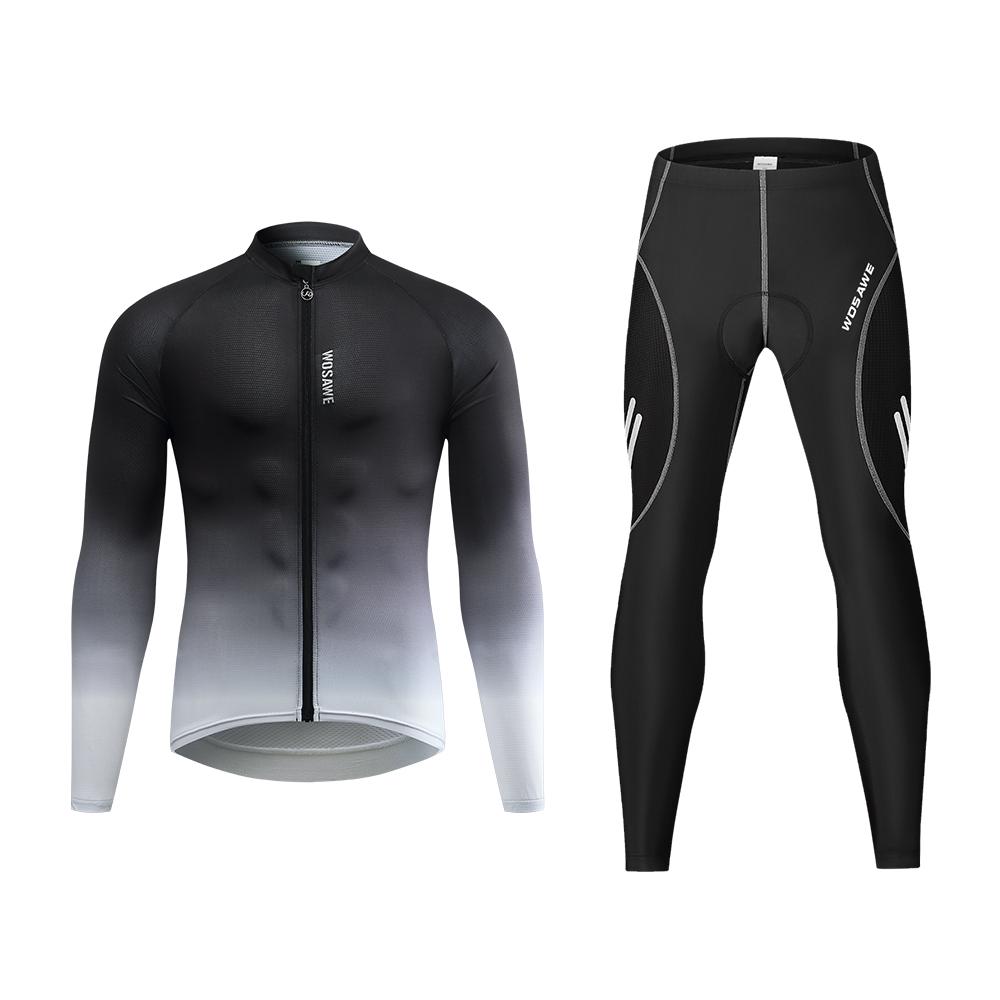Set da ciclismo WOSAWE Pantaloni da ciclismo a maniche lunghe in maglia da uomo imbottiti