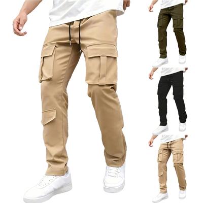 Men's Overalls Drawstring  Multi Pocket Casual Pants Hiking Pants Cotton Twill Pants