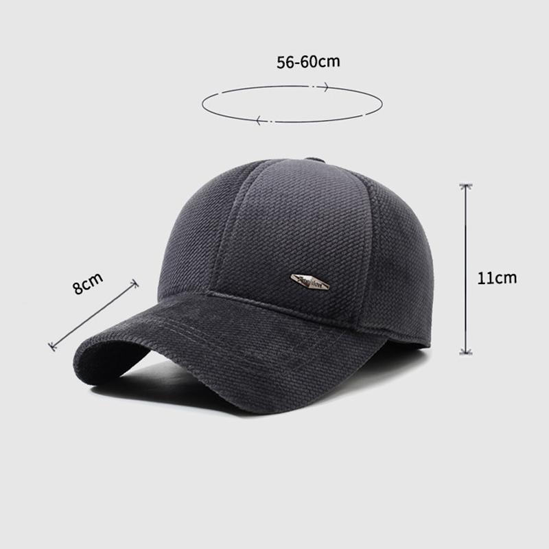 Men's Autumn Winter Woolen Hat Middle-Aged and Elderly Thick Warm Ear Protection Baseball Cap