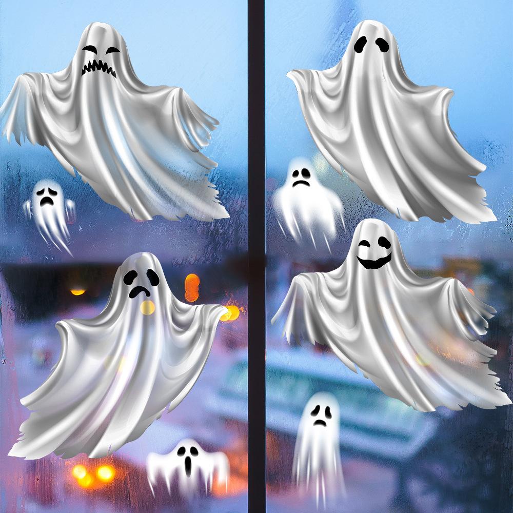Halloween, White Ghost, Stickers, Glass Stickers, Cabinet Glass Doors, Scene Decoration Stickers, Party Decorations