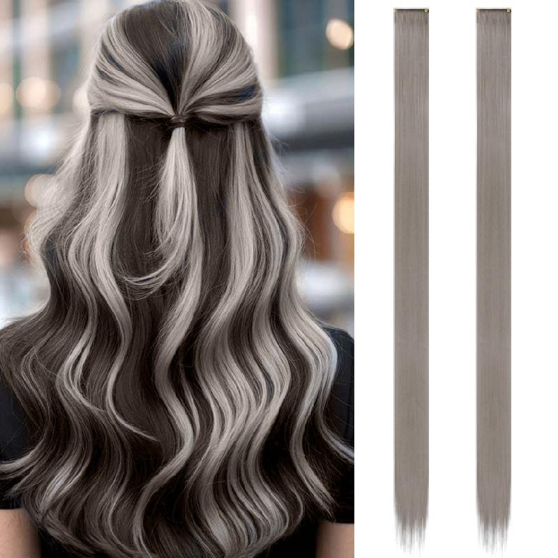 

Aosiwig 2 шт. Накладные волосы на заколках, цветные пряди для вечеринки, прямые радужные накладки для волос, фестиваль, Хэллоуин, косплей для женщин, девушек