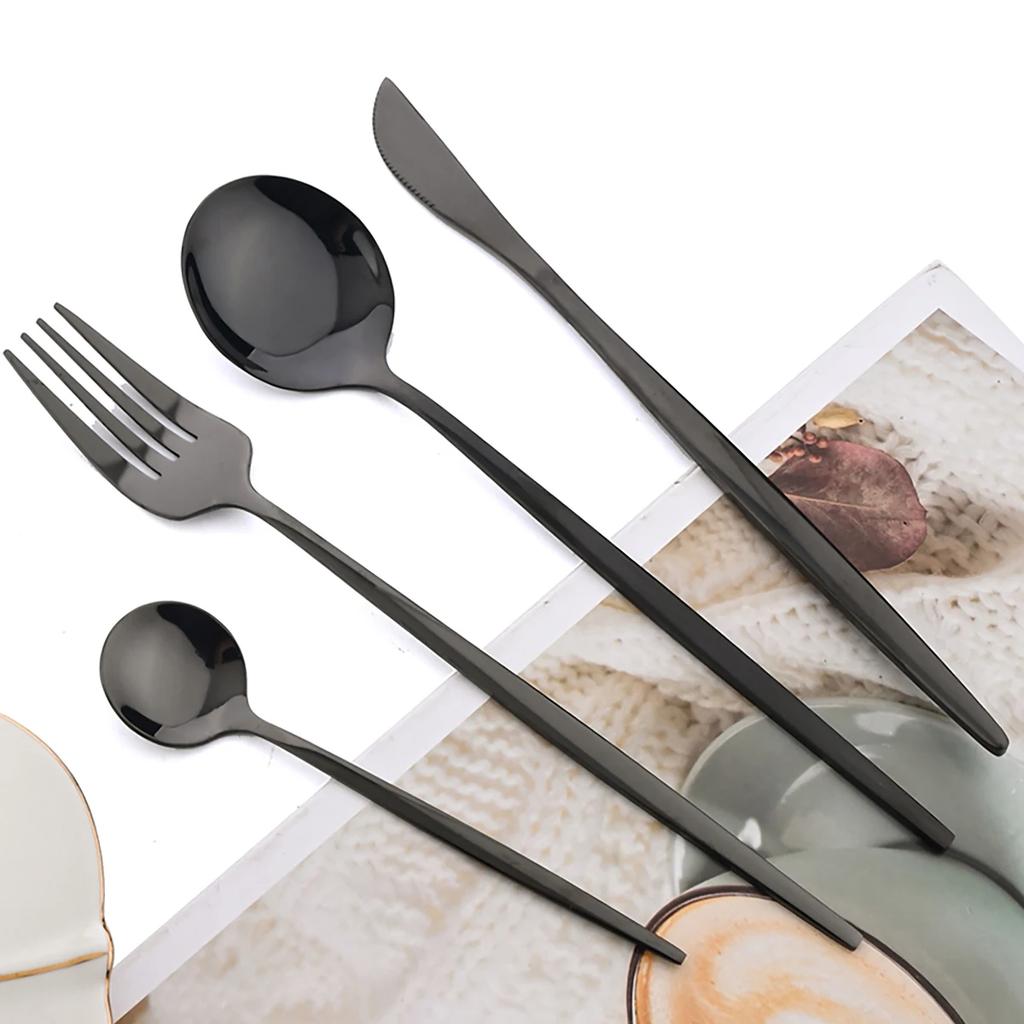 24pcs Flatware Set Stainless Steel Luxe Golden Cutlery Set Mirror Polished, Dishwasher Safe, Includes Knives Forks & Spoons