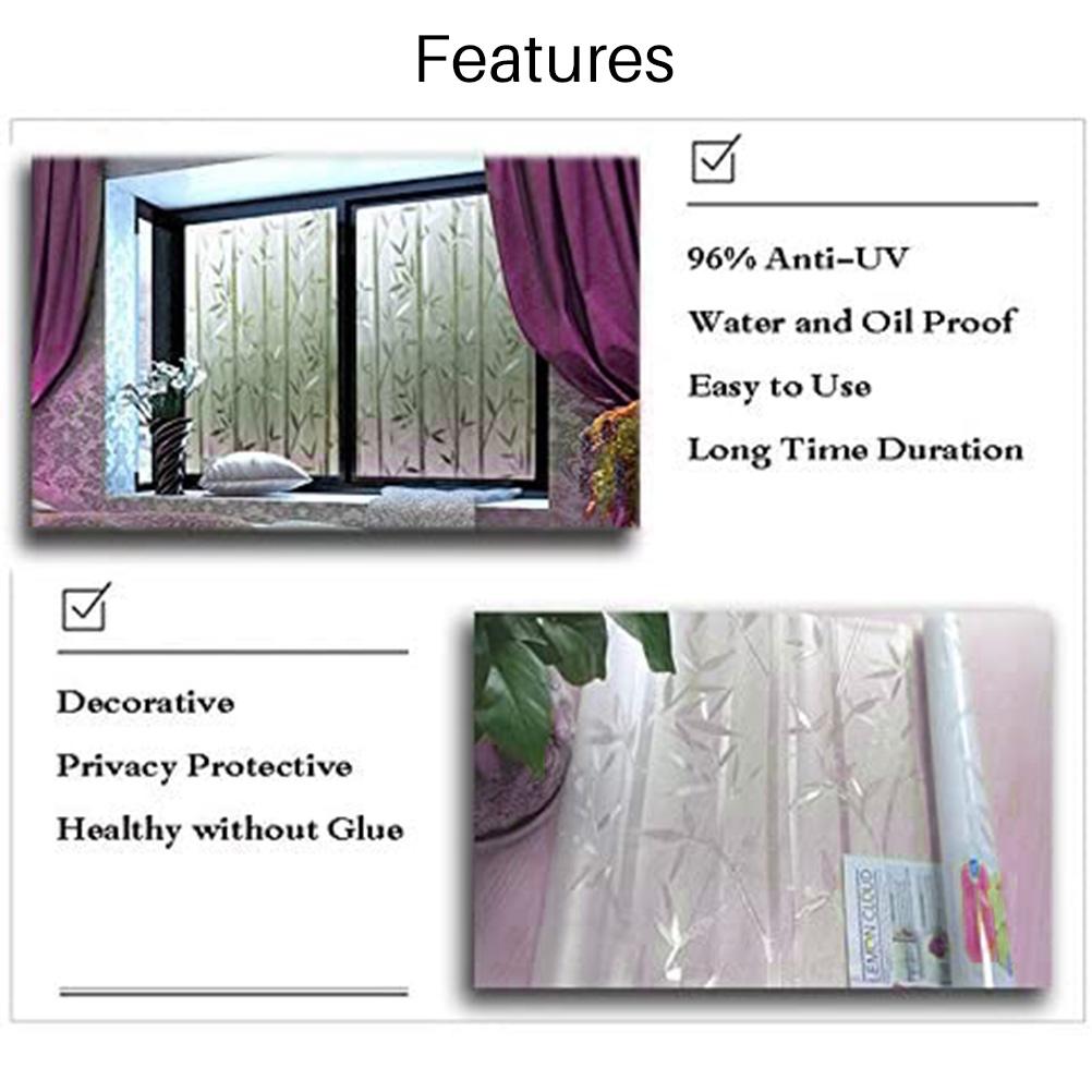 Bambusová okenní fólie, vitrážová fólie, matná okenní samolepka, dekorativní okenní přilnavost bez lepidla