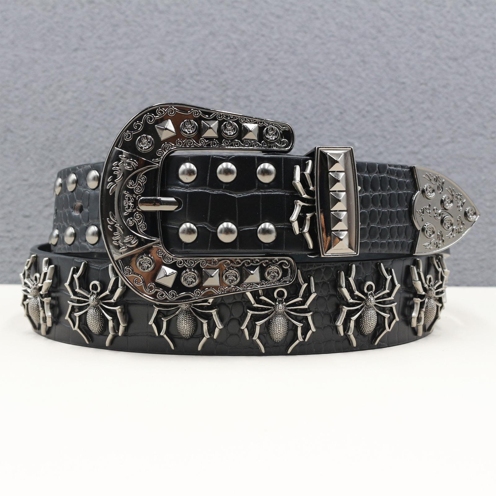 Western Belt Men s High-end Rivet Belt Personality Spider Trend Punk Men s Belt Trousers Belt Women 125cm