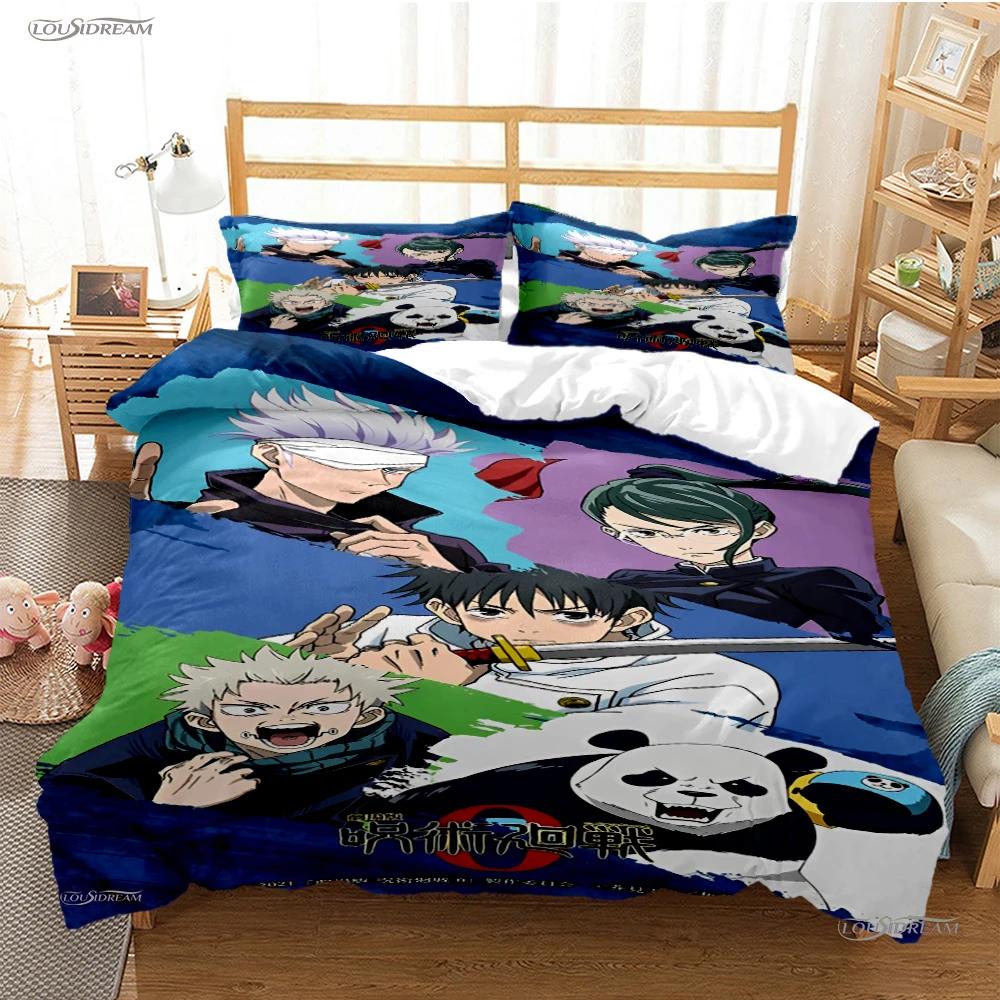 Cartoon Anime Jujutsu Kaisen Duvet Cover Comforter Bedding set Soft Quilt Cover and Pillowcas for Teens Single/Double/Queen/King