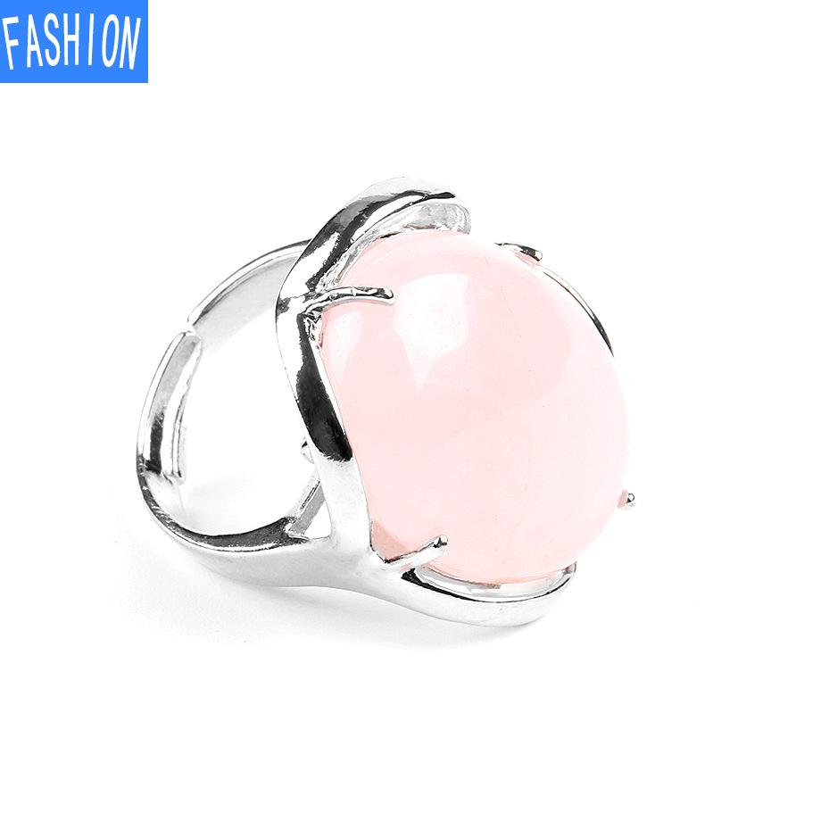 

Кольцо с натуральным овальным кристаллом с четырьмя когтями Rose--Quartz