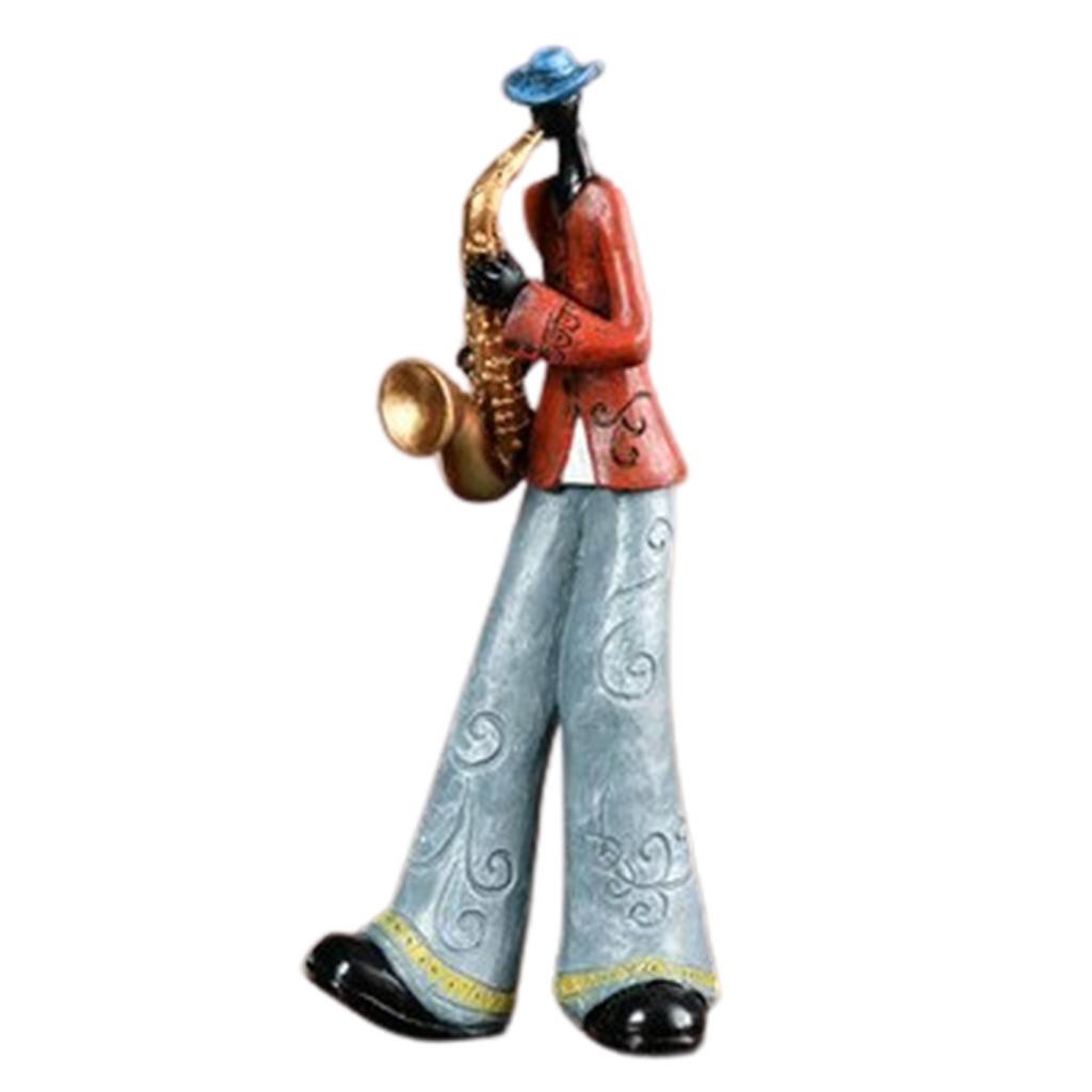 (Sophieles)Creative Jazz Band Resin Statue American Style Vintage Musicians Saxophone Player Sculpture Figurine Artwork Bar