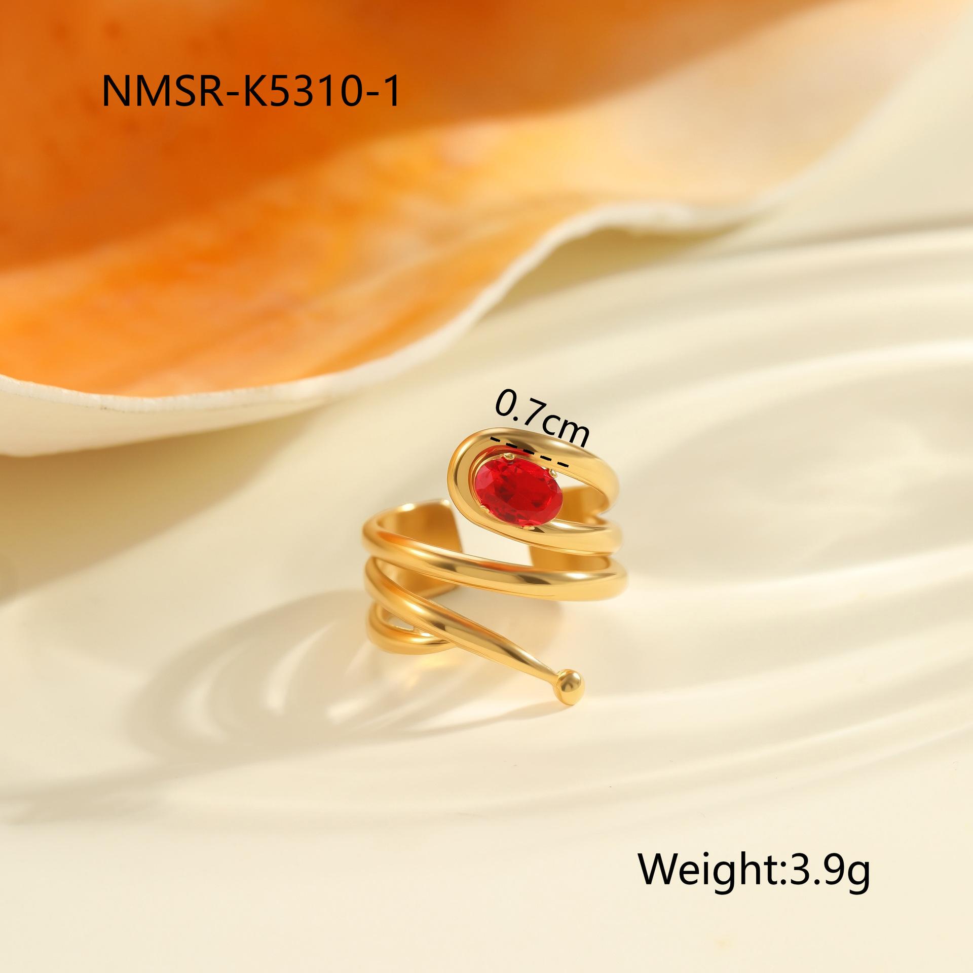 GEMCHIC Women s Red Zircon Titanium Steel Adjustable Ring Fashion Geometric Heart Shape Gold Plated Finger Ring