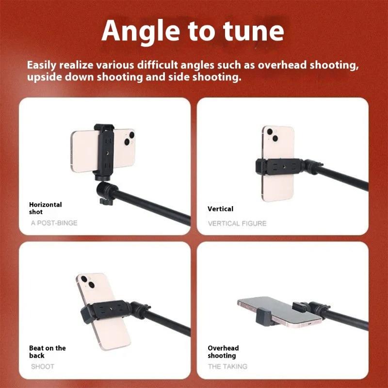 Overhead Phone Mount, Flexible Arm Cellphone Holder Adjustable Phone Stand for Live Streaming, Video Recording