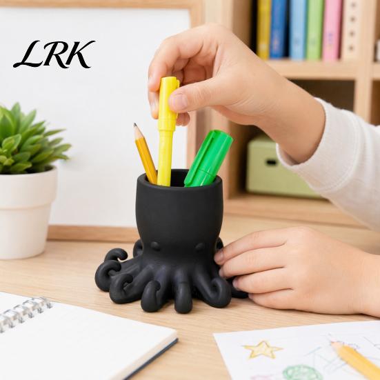 Octopus Pen Cup 3D Printed Holder, Shape Pencil Cup, Cute Stable Container Ocean Animal Desktop Organizer for Home Office Accessory Style Decor