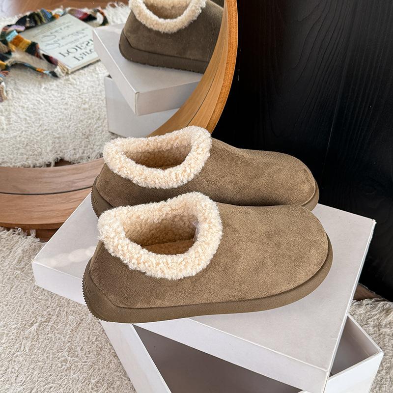 Lazy Boken lamb wool shoes warm cotton shoes women's shoes autumn and winter wear 2025 new million velvet cotton shoes
