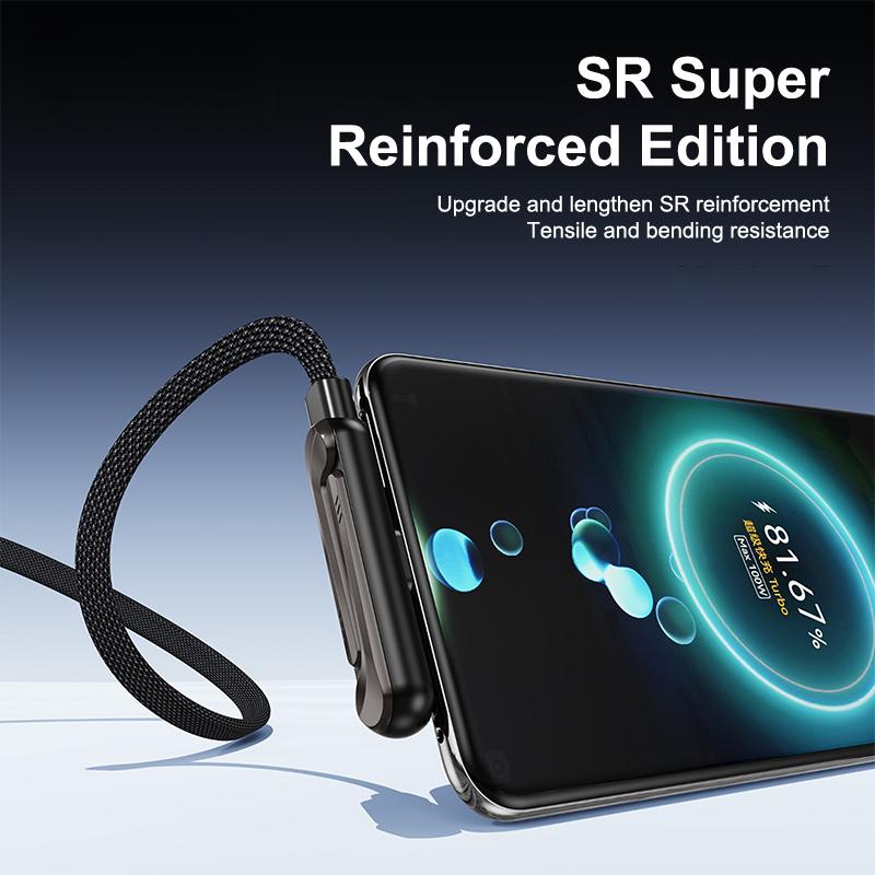 Faltbares Ladekabel mit integriertem Ständer Schnellladekabel Telefon Tablet 240W Ultraschnelles Datenkabel Handyhalter 1 Stück
