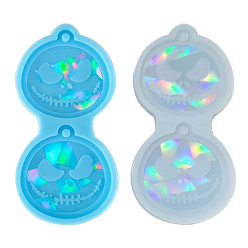 Light Shadow Keychain Pendant Silicone Mold Pumpkin Head Holographic Earrings Mold DIY Ornaments Mould for Birthday Gift