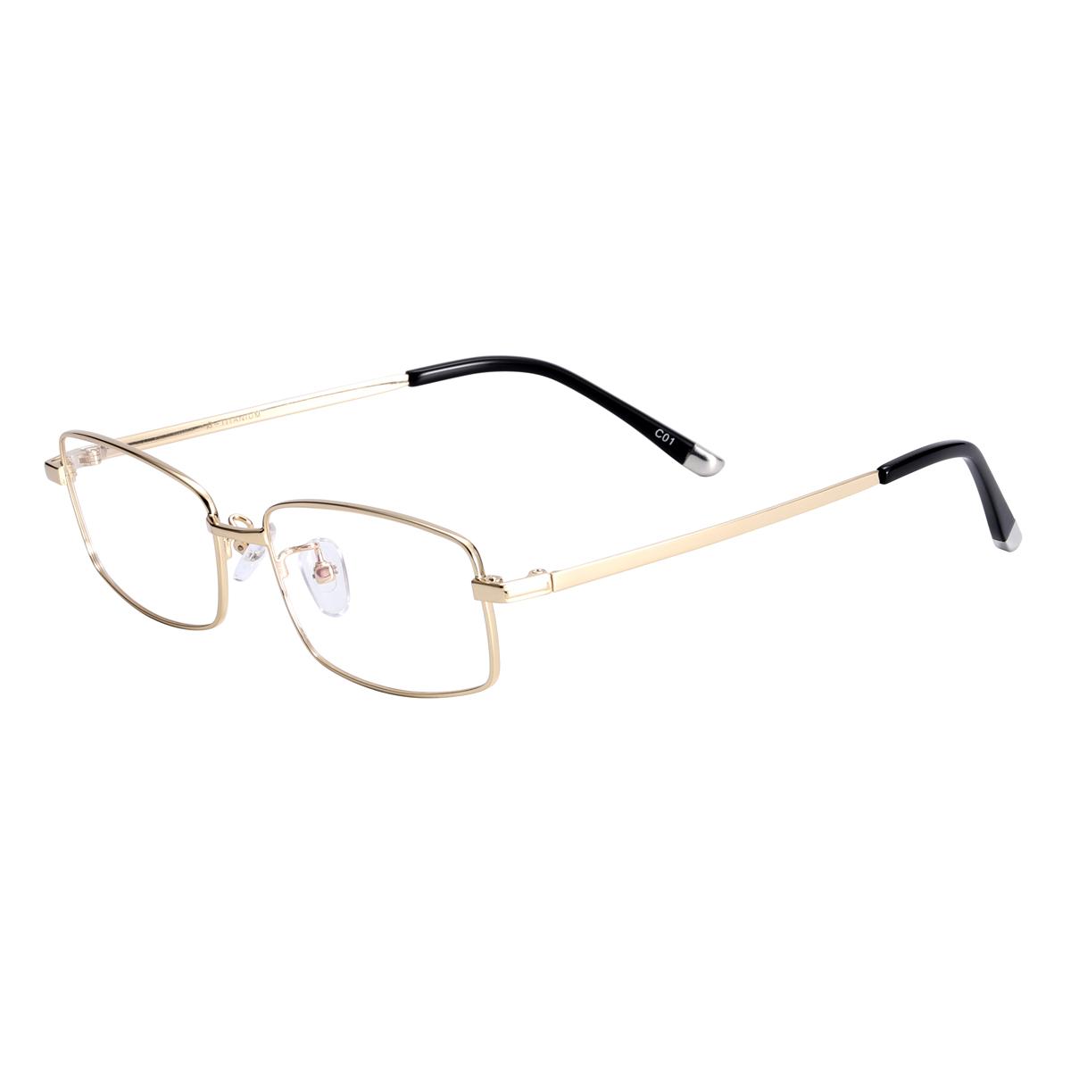 

Metal Men Women Business Full Rim Spectacles Flexible Memory Titanium Rectangle Eyeglasses Frame For Prescription Lenses золотой