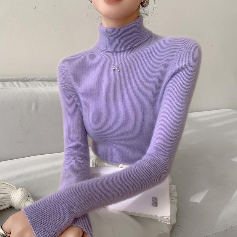 Ladies' Slim Fit Cashmere Sweater - Autumn/Winter High Neck Pullover Knitwear