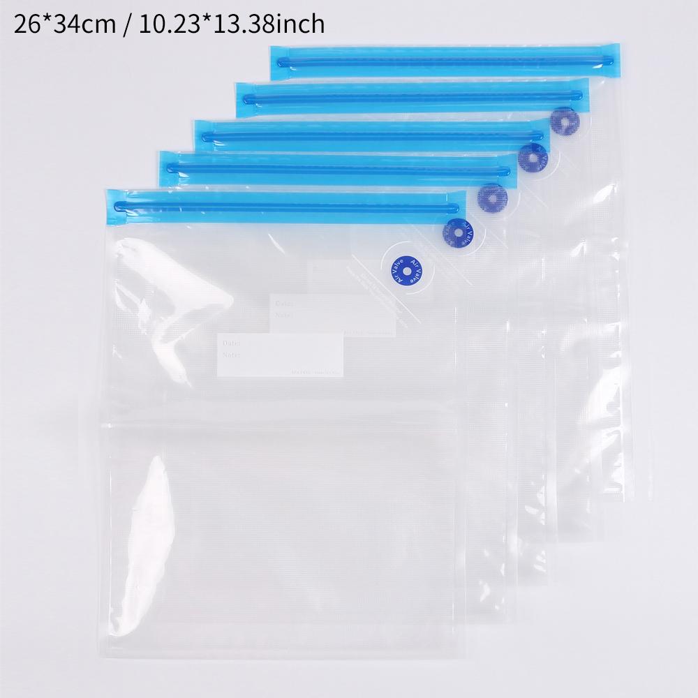 5Pcs Reusable Vacuum Sealer Bags Hand Pump Food Storage Bags Vacuum Zipper Portable Sealing Bas for Refrigerator Kitchen